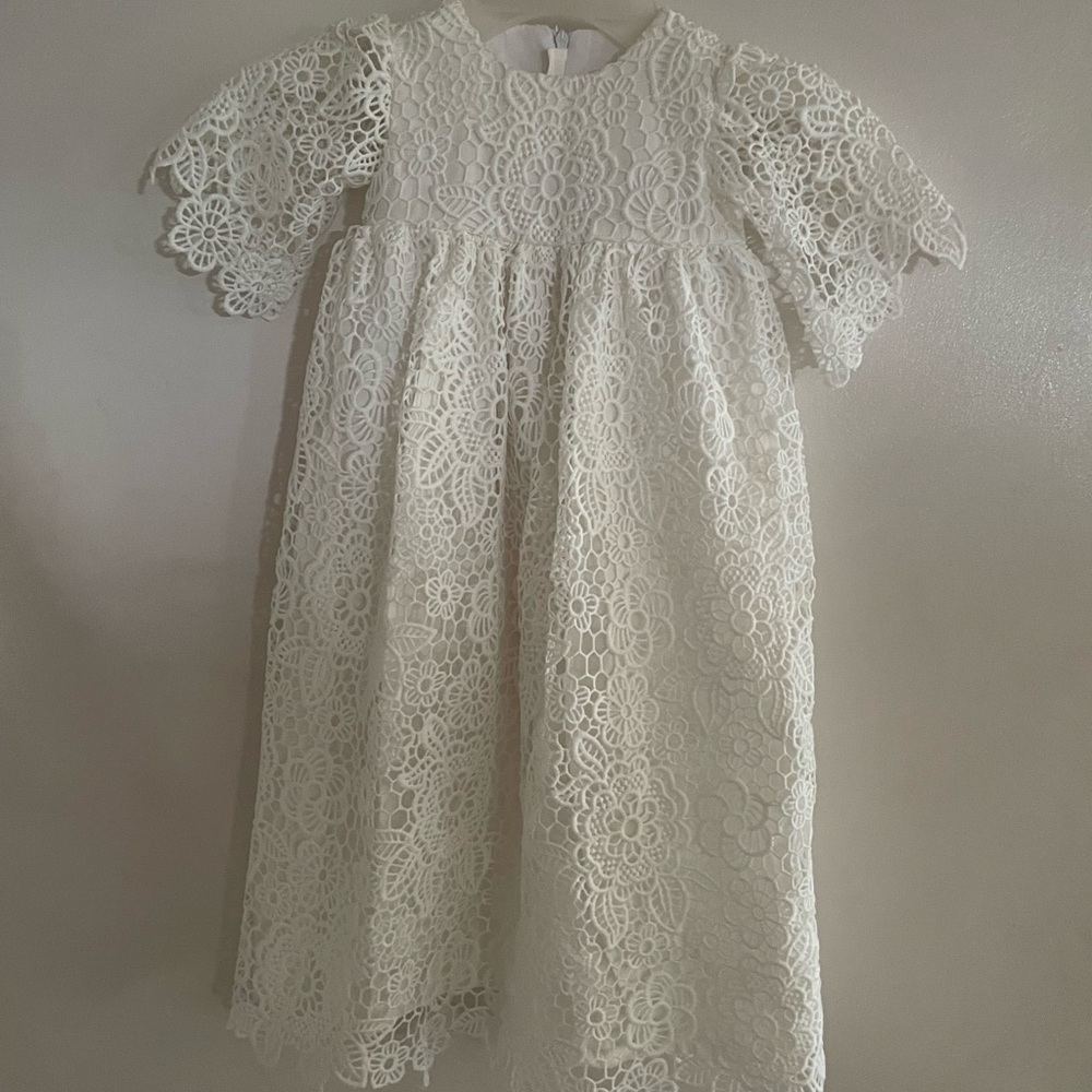 Elegant Lace Kids Dress in Cream